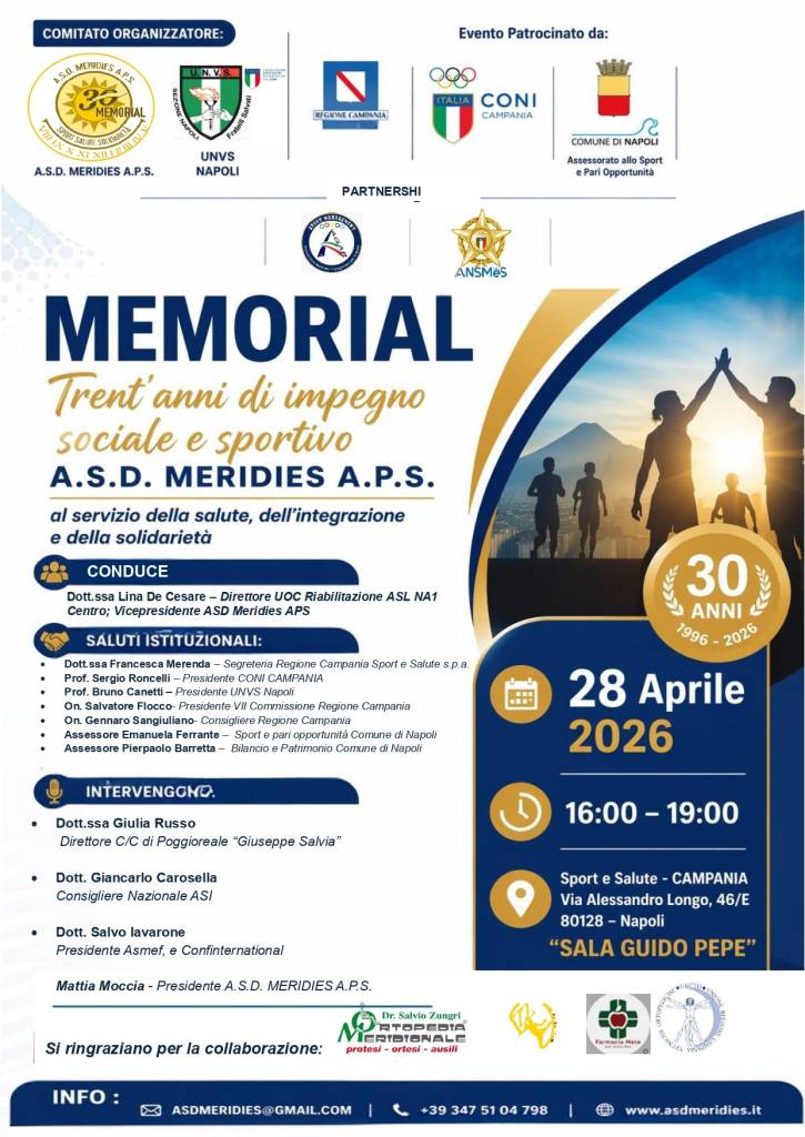 Memorial dell’Associazione Meridies per i 30 anni di attività