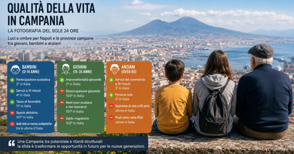 Qualità della vita in Campania: a Napoli difficoltà giovani e famiglie