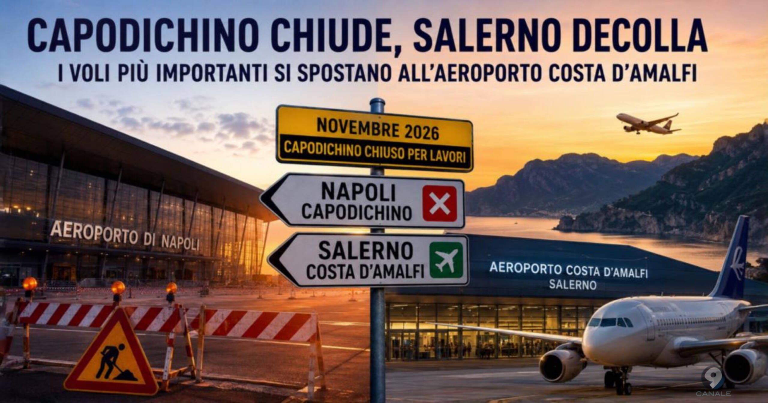 Napoli si ferma per un mese, Salerno si prepara al decollo: dal 1° al 30 novembre l’aeroporto di Napoli Capodichino chiuderà completamente per consentire i lavori di rifacimento della pista.